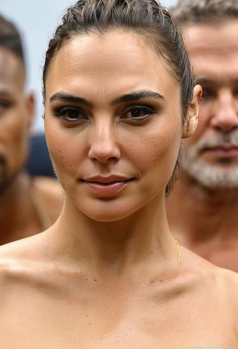 high quality Erotic shot , ( GalGadot , oily face, sensual detailed ultra realistic skin texture ) celebrity erotic photograph , nude, fit fleshy figure , sunny, shiny sweaty skin, on beach, celebrity, female, woman, hollywood actress, fleshy muscular woman , ( natural lights, depth of field, insanely detailed skin texture, hyper detailed features )