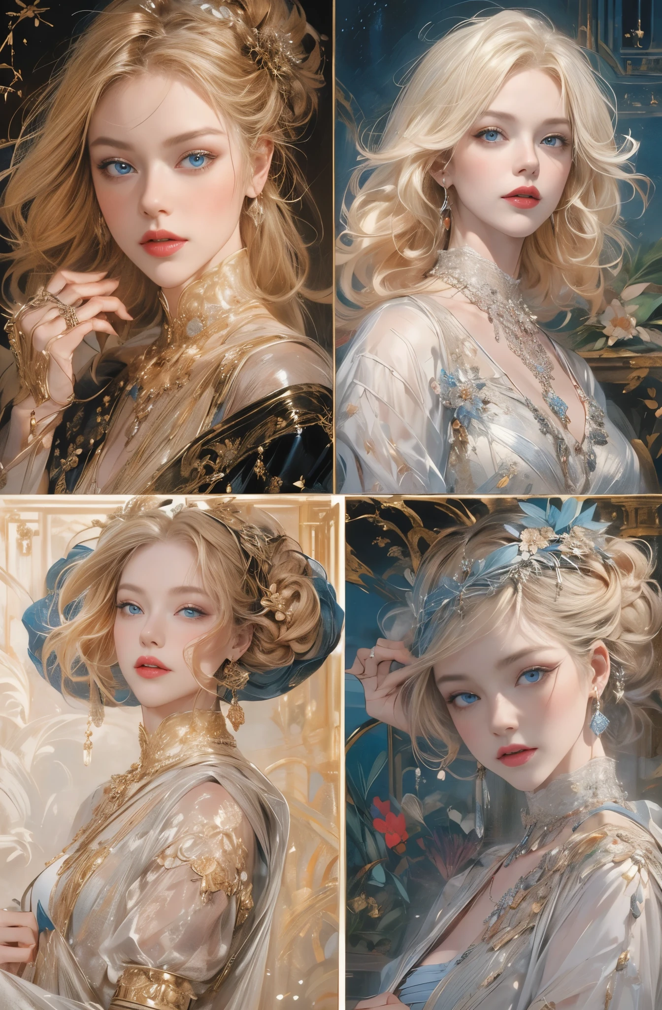 Paris at the beginning of the 20th century, Countess Cagliostro , A rare female thief, Beautiful blonde, A white woman with blue eyes is standing there., A fantastic atmosphere, Between dream and reality, Beautiful Platinum Blonde, very fine and beautiful eyes, Beautiful and delicate blue eyes, Translucent white skin, Rosy lips, Very sharp beauty, Noble and elegant beauty, Appearance of an aristocratic woman from a prominent family in the early 20th century, pretty much beautiful face, Captivating woman, Very stylish woman, Elegant and noble beauty, Beautiful and stylish dresses, A woman who looks about 27 years old, Five-fingered hand, Lots of flowers, Gorgeous and luxurious, photograph:Pamela Drew, tumbler, Minimalism, Nicole Kidman, portrait of Nicole Kidman, young Nicole Kidman, wonderful芸術, actor, Nice, Oscar winners, Charlize, Breathtaking art, Hollywood actress, Claudia Schiffer, Chen Yifei, Female painting, Lots of flowers, Vivid and colorful paintings, Glamorous and luxurious, Chen Yifeiに影響を与えた作品, Works that influenced Francesco Hayes, Inspired by Hendrik Terbruggen, Jean=Works that influenced Auguste Dominique Ingres, Works that influenced Liu Jun, Jean=Works that influenced Auguste Dominique Ingres, artwork in the style of Switzerland, by ヤン・J, Switzerland, Beautiful Art UHD 4K, Detailed painting 4k, Beautiful digital art, Beautiful artwork illustration, Switzerland masterpiece, By Chen Yanjun, Lee Song, Highest quality, The perfect angle, Perfect composition, Best Shot, Official Art, Cinematic Light, Figurative art, Beautiful and expressive paintings, Beautiful artwork illustration, wonderful, Cool Beauty, clear, Muromachi Fantasy, mysterious, Highest quality, Official Art, Extremely delicate and detailed painting style, Beautiful and subtle effects, Elegant and beautiful painting art, The pinnacle of beauty in painting, Perfect light, Perfect composition, The perfect angle, Perfect subject, Best Shot, women only, Sharp contours, Face close-up
