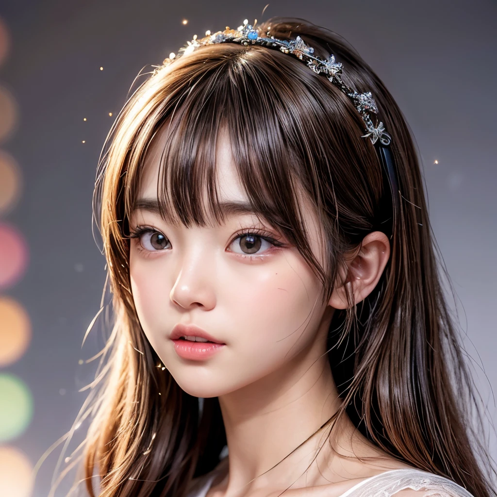 NSFW, 8k, High-level, absurd, masterpiece, best quality, primitive, very detailed CG, very detailed wallpaper, perfect lighting, Extremely detailed (((The personifying " Yuri Ebihara " as a Little Girl))), MysticSight, Tyndall effect, Tyndall scattering, Studio gray background with (many Dazzling RainbowColor particles BokeH:1.28), (RoundlyButts, ThighGap), (Exposed:0.4), (Assfocus with looking ahead), BREAK (NOGIZAKA face variations) Extremely Detailed very KAWAII face variations, perfect anatomy, Childish, captivating gaze, elaborate detailed Eyes with (sparkling highlights:1.28), long eyelashes、Glossy RED Lips with beautiful details, Coquettish tongue, Rosy cheeks, Radiant PearlSkin with clear transparency . { (Dynamic LifeLike expressions:1.4) | :d) }, (large eyes:-1) .