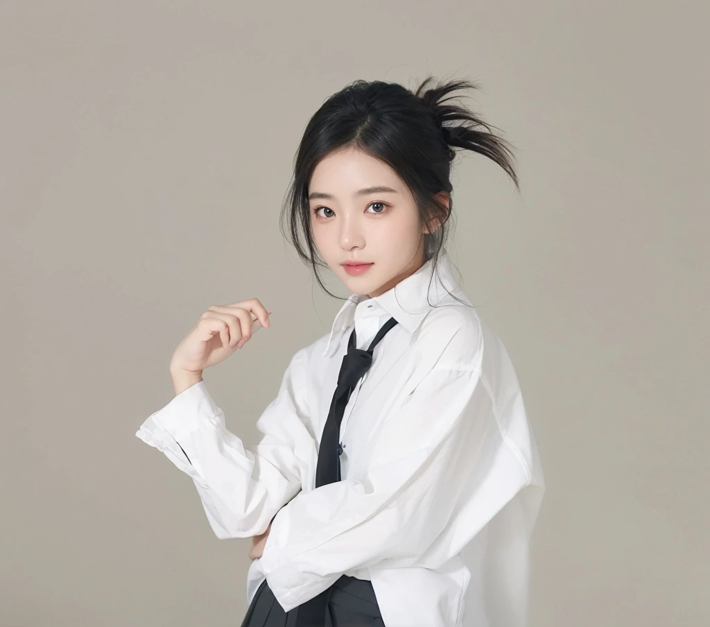 (original photography、Top quality)、(Realist、Realism:1.3)、masterpiece、Extremely refined、a very detailed、CG、Unite、8K、amazing、Details、Ultra Detailed、High resolution、absurd、Soft Light、（A black-haired one、Medium Length Hair、Bangs）、Detail of beautiful girl、Detailed fingers、Extremely detailed eyes and face、Beautiful and delicate nose、Beautiful and delicate eyes、（Glow on the face）、Looking at the audience、（close）Mouth:1.2)、1 girl、Kawaii、young、adult face、White skin、(Half body:1.3、seat)、(Mid-chest)、Lifelike face、Realistic body、Beautiful thighs、(ulzzang-6500-v1.1: 0.6)、Black shirt、Parka、(Half-smile:1.3)
