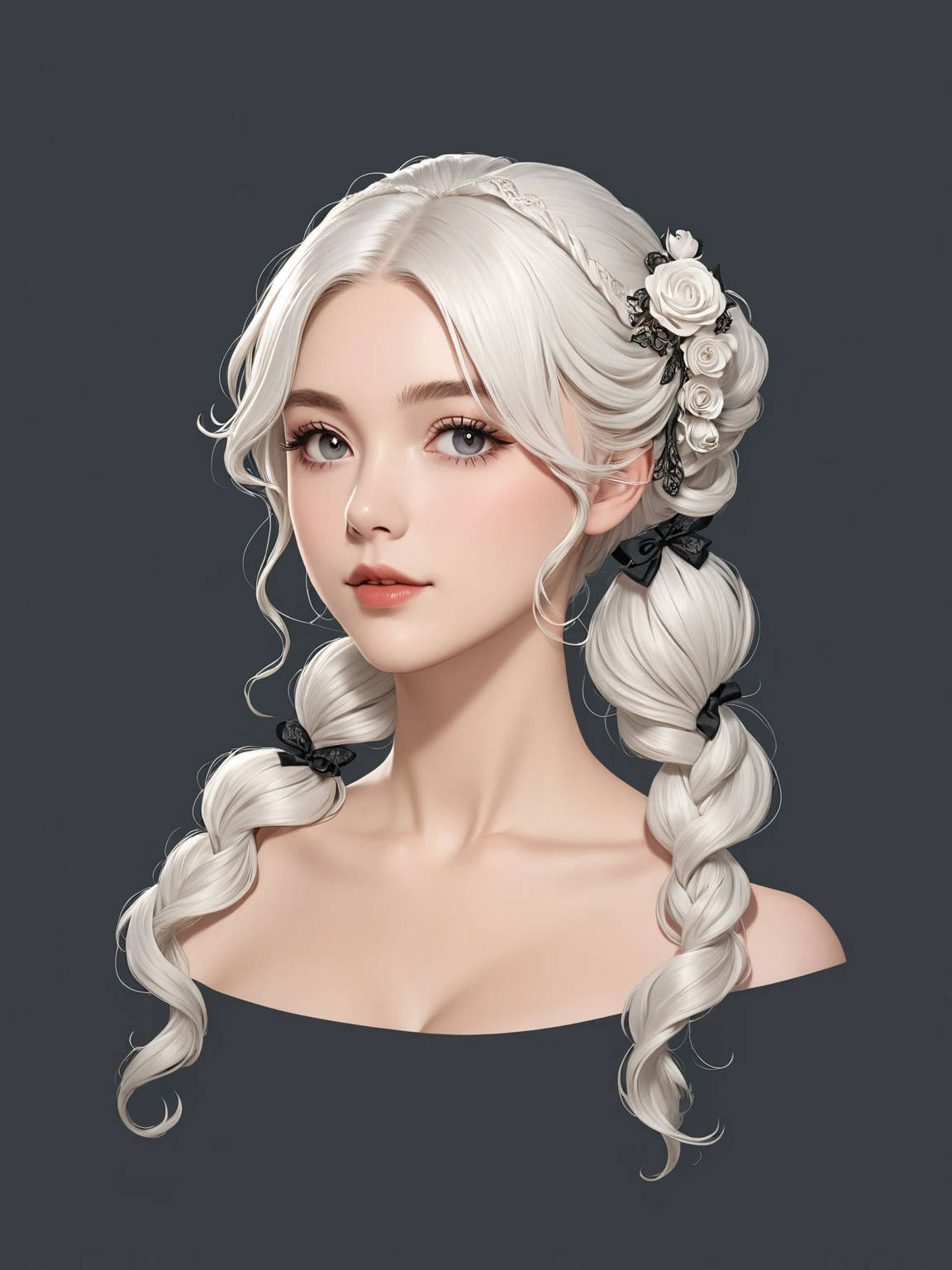 victorian hairsyle, white hair, girl