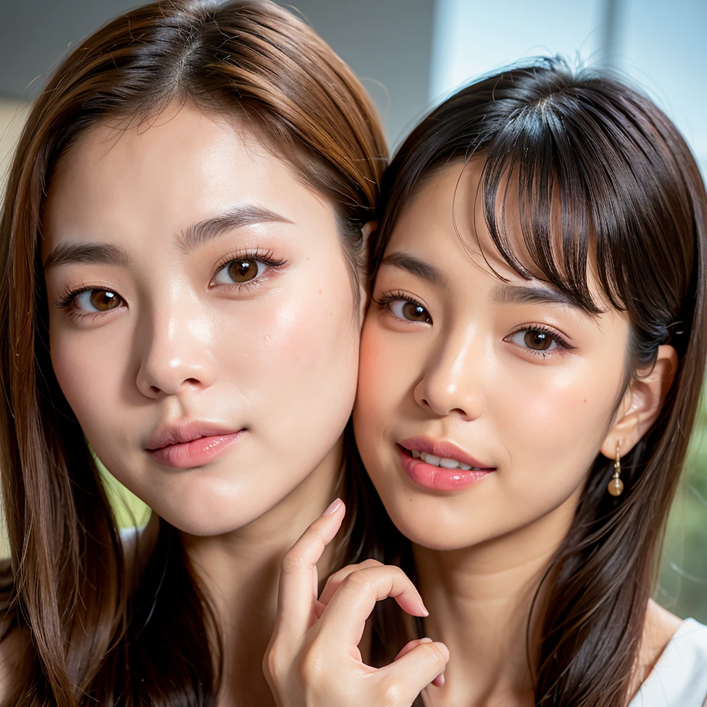 ((masterpiece)), ((Highest quality)), (美しいKorean), Eye for perfect detail, Face in perfect detail, Very elaborate nose, Close your mouth,Promotional image for cosmetics manufacturer、Perfect Teeth, Bare shoulders, Charm, Perfect Face, Dimples on cheeks, Depth of written boundary, High resolution, ((Real skin texture)), (Well-proportioned hands), Thin lips, Korean