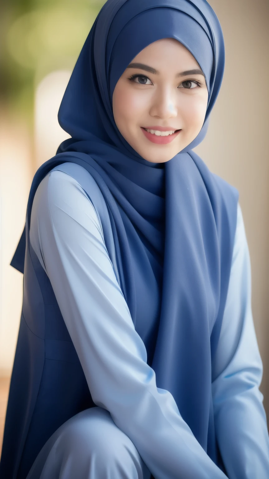 (iu:0.8). RAW, Best quality, high resolution, (((Masterpiece: 1.3))), shy, watery eyes, lip watery, lip glossy, open mouth, a young girl, Malay, (((hijab))), (((Malaysia baju kurung))), school girl, blue eyes, backpack, detail skin, detail skin texture, mole below eyes, (((small breast))), slim abs, beautiful body, laughing, happy, bright lighting, college student scene, blur background, full body picture, rules of third, vibrant color grading, light leaks, starbursts, epic fantasy, High quality, best image quality, 8K, High resolution, masterpiece, (((whole body photos))), Realistic human body in every detail, Realistic skin in every detail, Realistic face in every detail, Realistic eyes down to the details, Realistic lips in every detail, Realistic teeth in every detail, Realistic ears down to the last detail, Realistic hair down to the last detail, Realistic arms down to the last detail, Realistic reproduction of every detail, Realistic fingers in every detail, (fine hands, thumb1reference4), Realistic feet in every detail, Realistic feet in every detail, Realistic breasts down to the last detail