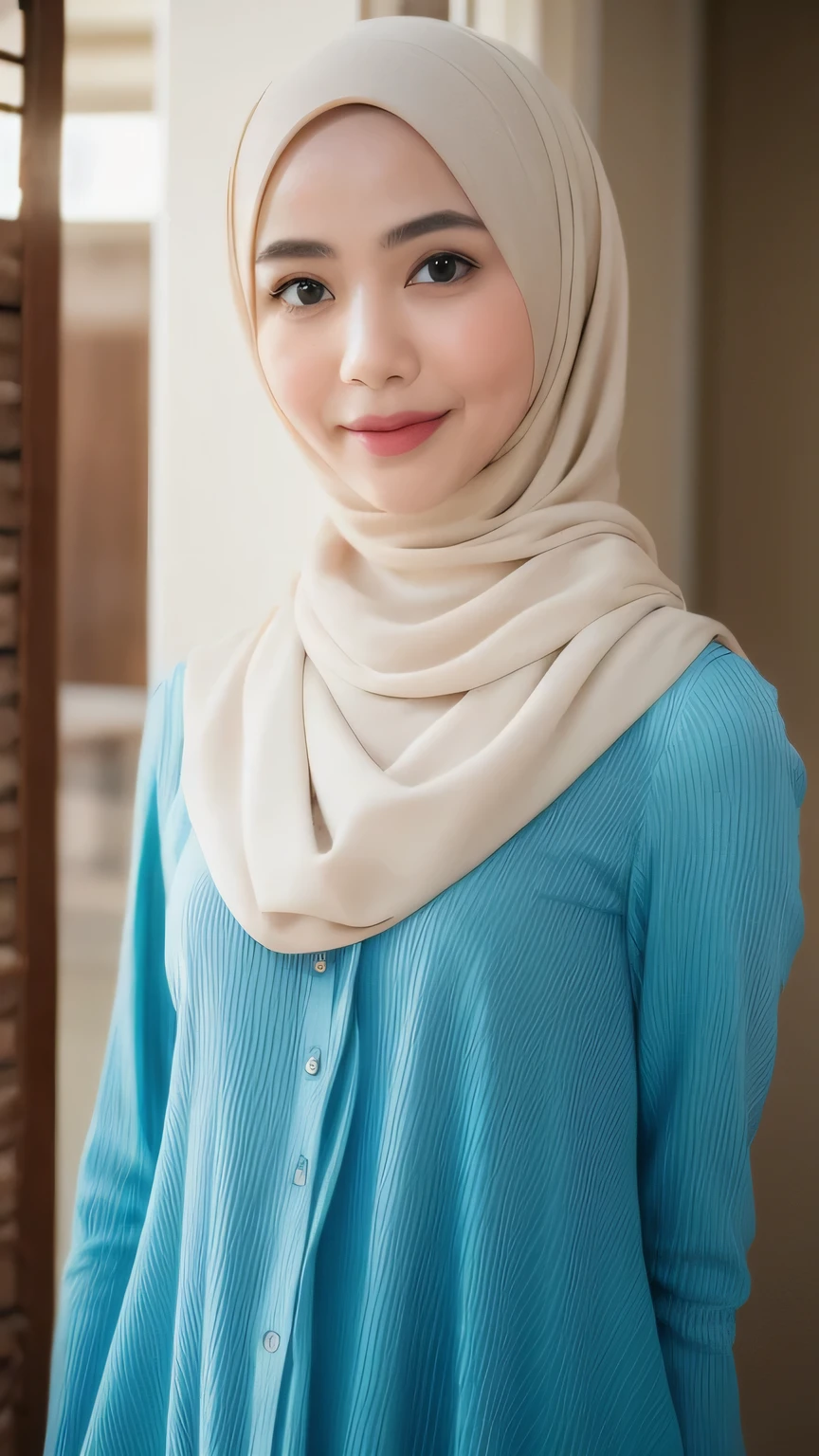 (iu:0.8). RAW, Best quality, high resolution, (((Masterpiece: 1.3))), shy, watery eyes, lip watery, lip glossy, open mouth, a young girl, Malay, (((hijab))), (((Malaysia baju kurung))), school girl, blue eyes, backpack, detail skin, detail skin texture, mole below eyes, (((small breast))), slim abs, beautiful body, laughing, happy, bright lighting, college student scene, blur background, full body picture, rules of third, vibrant color grading, light leaks, starbursts, epic fantasy, High quality, best image quality, 8K, High resolution, masterpiece, (((whole body photos))), Realistic human body in every detail, Realistic skin in every detail, Realistic face in every detail, Realistic eyes down to the details, Realistic lips in every detail, Realistic teeth in every detail, Realistic ears down to the last detail, Realistic hair down to the last detail, Realistic arms down to the last detail, Realistic reproduction of every detail, Realistic fingers in every detail, (fine hands, thumb1reference4), Realistic feet in every detail, Realistic feet in every detail, Realistic breasts down to the last detail