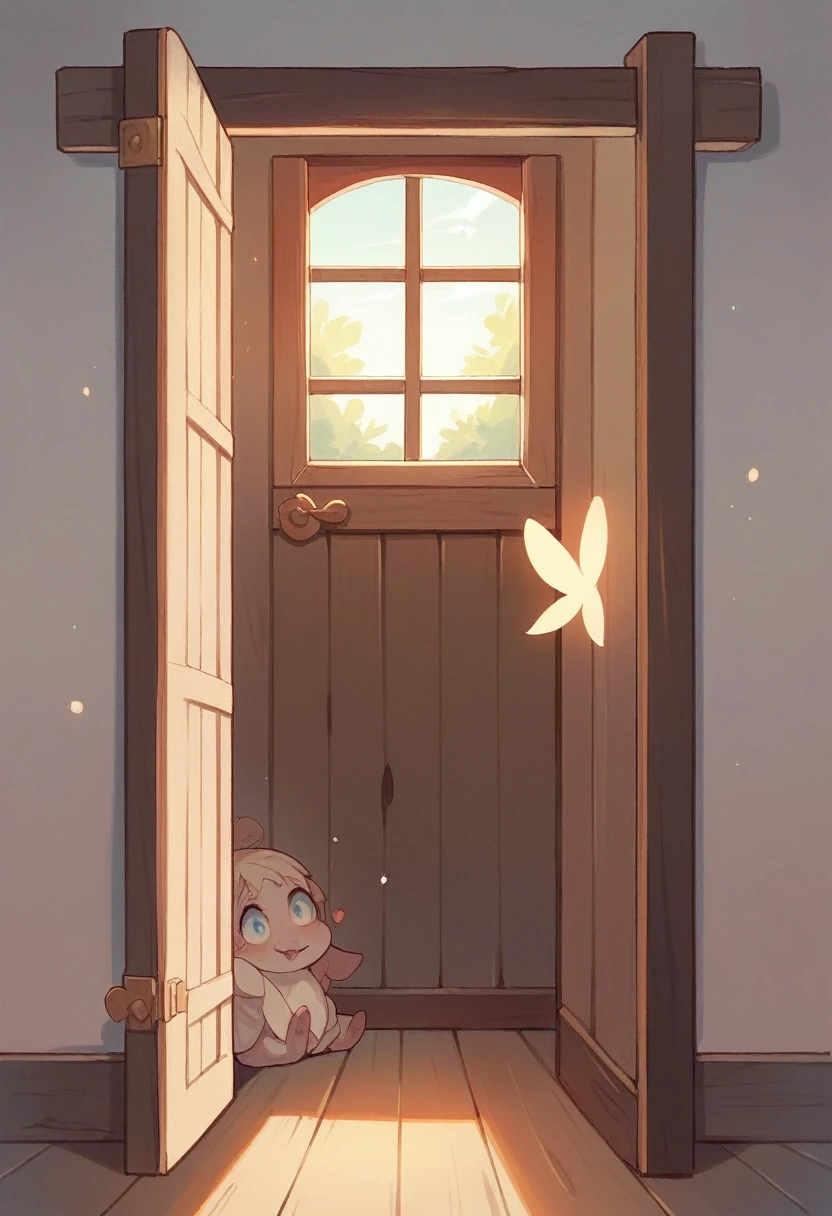 wooden fairy door with wooden hearts