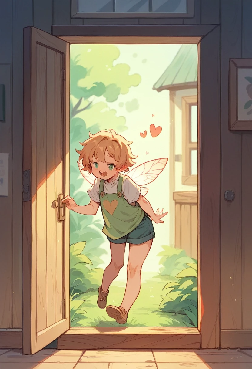 wooden fairy door with wooden hearts