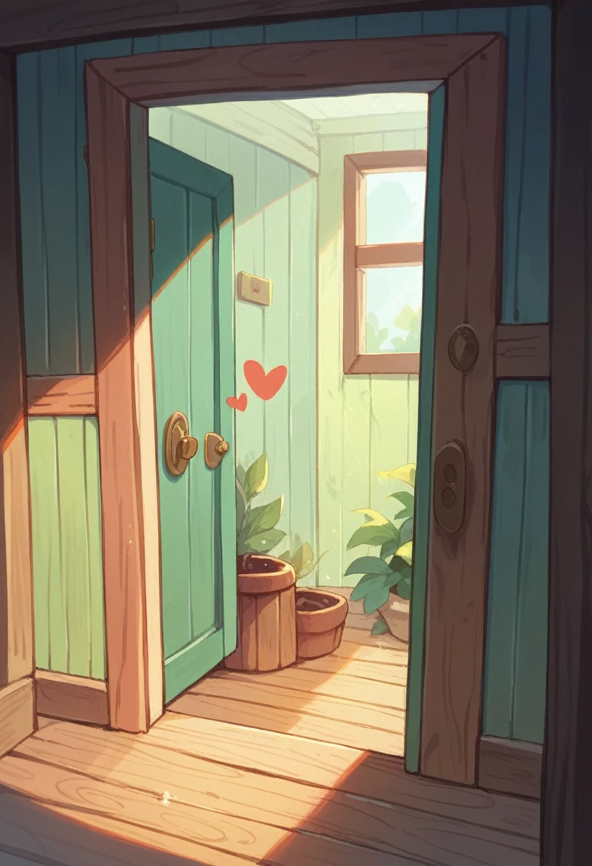 wooden fairy door with wooden hearts
