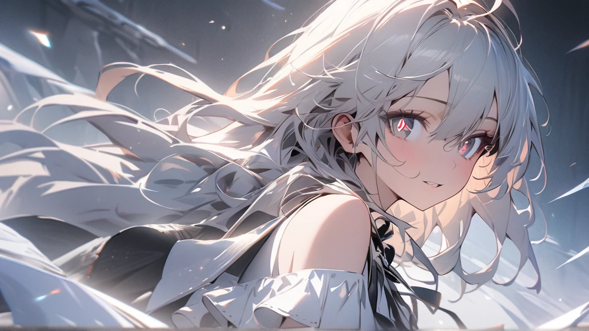 One Girl, bangs, Long Hair, Messy Hair, slope_eye, Diamond-shaped pupils, Devil Girl, Royal type off-shoulder dress, Conceptual Art, masterpiece, Very detailed, Attention to detail, high quality, 最high quality, High resolution