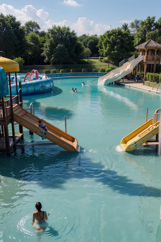 Create a photo of a water park 