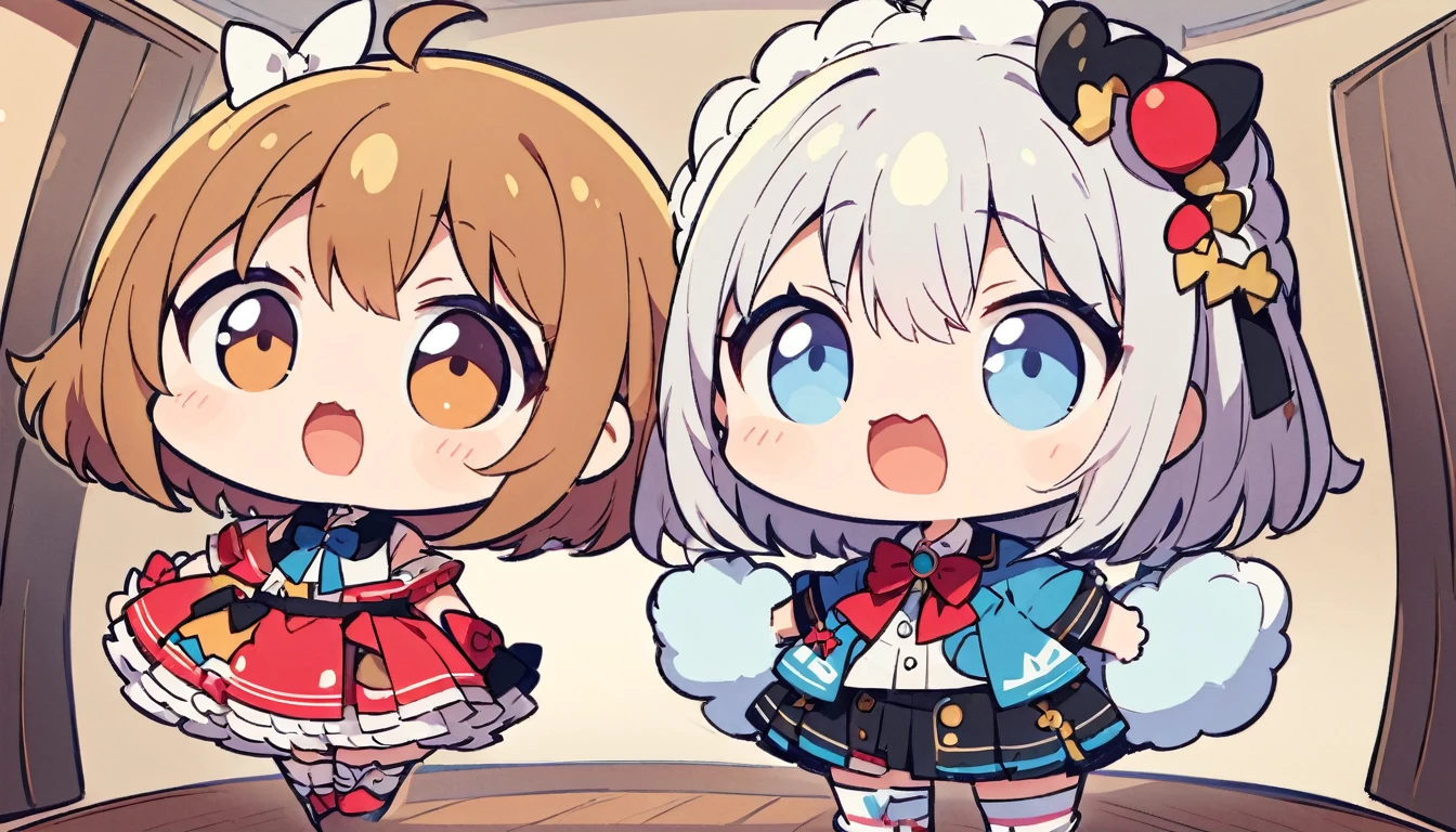 One personのキャラ、light blue、髪の毛light blue、Idol Costumes、（（One personのキャラ）、（（whole body））、Round face、fluffy(Highest quality、masterpiece、High resolution、detailed)、Anime Style、One personのアイドル、whole body体、One person