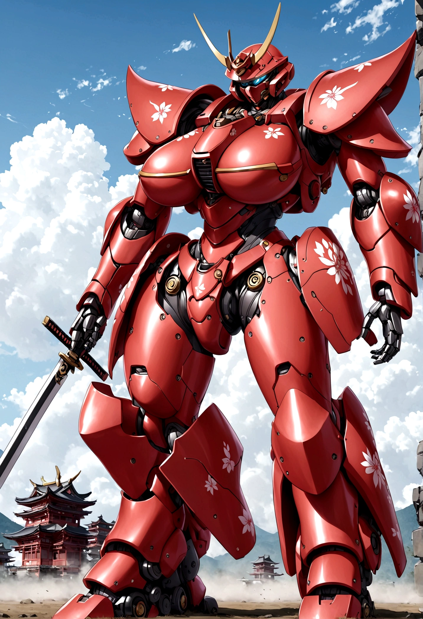 huge breasts robot battle suit samurai