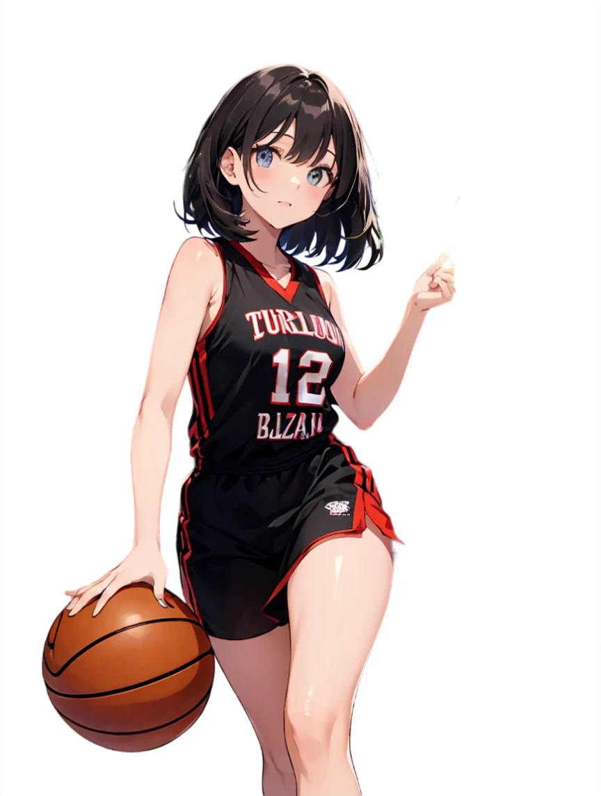 Chica anime with a basketball uniform holding a basketball ball, fubuki, I will also make fanart., hinata hyuga, vistiendo camiseta de baloncesto, fanart de alta calidad, makoto kano, anime moe art style, Ilia Kuvshinov. 4k, anime visual de una linda chica, (Chica anime), high quality anime art style, guweiz, uniforme magico, pink hair