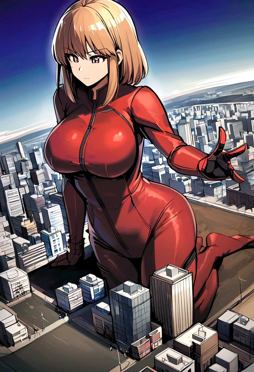 woman big tits samus amran robot suit giantess city