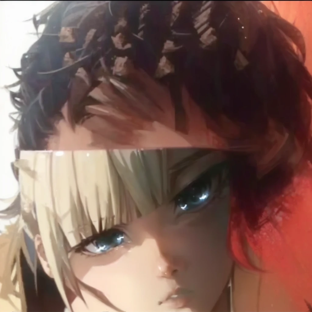 Um jovem de cabelos enroladinho tipo miojo, Cabelo cacheado vermelho da cor sangue vivo, e foto do tipo anime, e estilo muito de anime, in a room where there is a grand piano behind ,tigre,Design de personagens 3D por Mark Clairen e Pixar e Hayao Miyazaki e Akira Toriyama,4K HD illustration,Very detailed facial features and cartoon-style visuals。