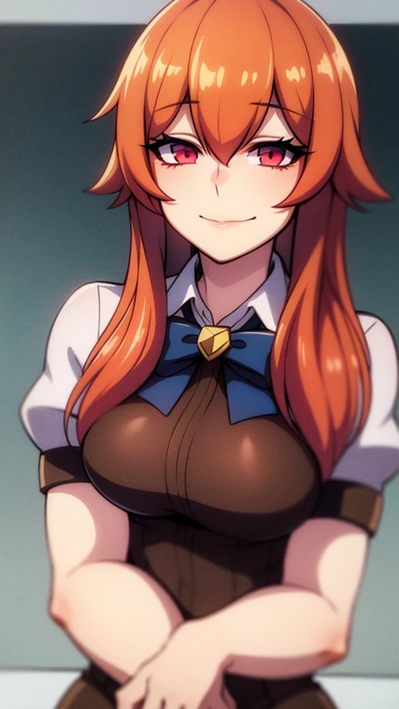 a cartoon drawing of a woman with long red hair and a bow tie, faeornran, ((portrait)), official fanart, oc commission, gapmoe yandere, high quality fanart, thicc, yandere, official fan art, inspired by Kieran Yanner, delicate androgynous prince, in an anime style, female fursona
