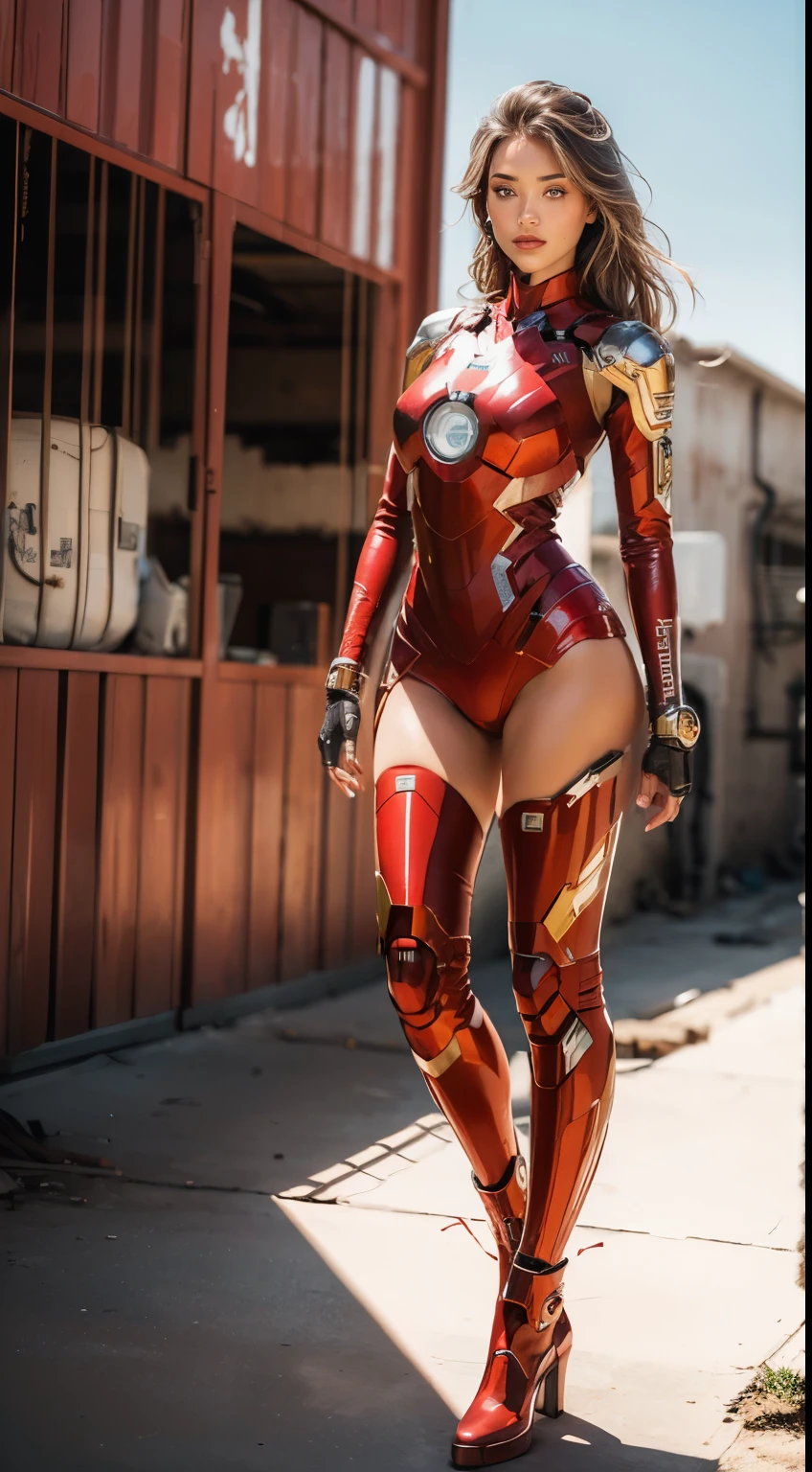 (1girl:1.3), solo,__body-parts__, official art, unity 8k wallpaper, ultra detailed, beautiful and aesthetic, beautiful, masterpiece, best quality, RAW, masterpiece, super fine photo,, best quality, super high Resolution, photorealistic, sunlight, full body portrait, stunningly beautiful,, dynamic pose, delicate face, vibrant eyes, (side view), she is wearing a futuristic Iron Man mech, red and gold, Highly detailed abandoned warehouse background, detailed face, detailed complex busy background, messy, gorgeous, milky, high detailed skin, realistic skin details, visible pores, sharp focus, volumetric fog, 8k uhd, dslr camera, High quality, film grain, fair skin, photorealism, lomography, sprawling metropolis in a futuristic dystopia, view from below, translucent