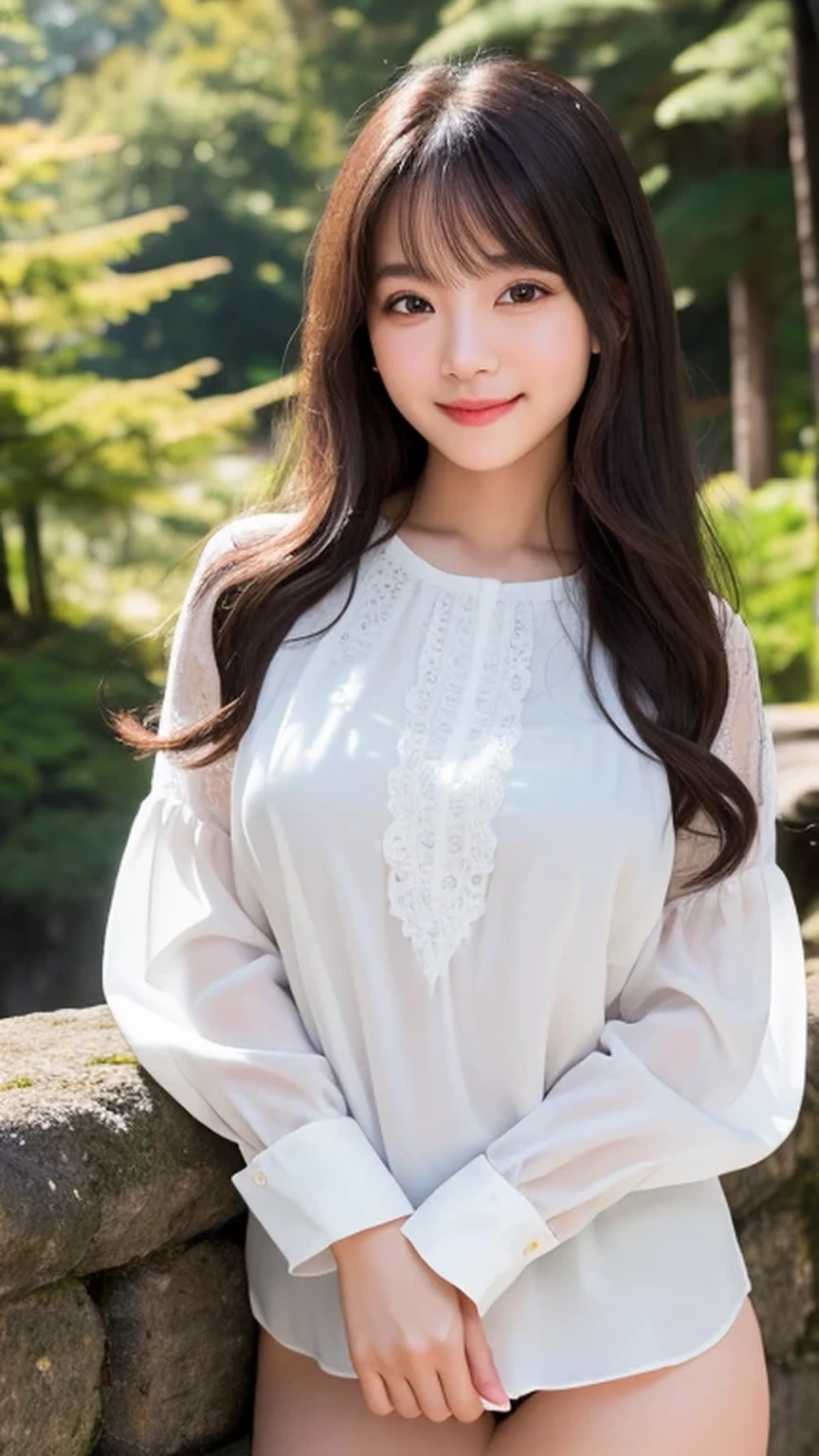 nsfw,girl,(best quality), (high_quality),fullbody,naked, nudity,4k,8k, RAW photo,(intricate_details), (ultra-detailed),(distinct_image),(a professional photo of japanese girl),masterpiece,looking at viewer,colored_skin,dark_skin,
landscape,Very beautiful forest landscape,

Japanese  princess, 15-year-old,breast reduction, (best quality), (high_quality),4k,8k, 
( smile),round face, (white blouse:1.3),((ultra-detailed clothes) ), ((ultra-detailed clothes wrinkles)), ((ultra-detailed hair)), ,front, whole body, beautiful cute eyes, 
masterpiece, best quality, 8k

