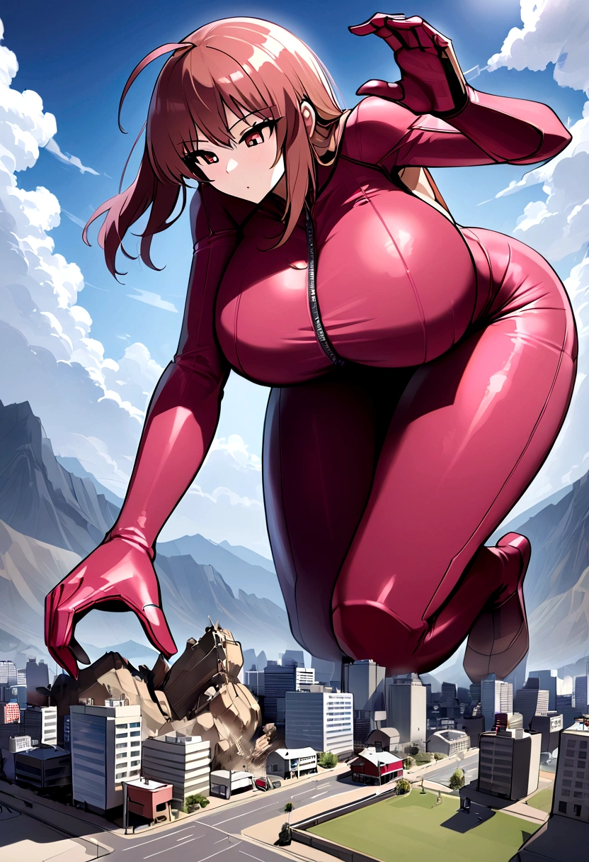 woman big tits samus amran robot suit giantess city destroyd