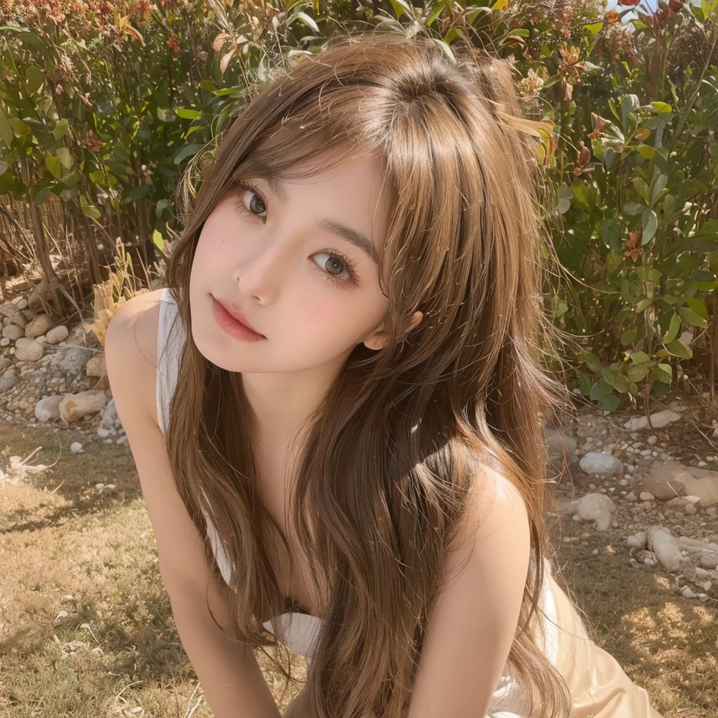 Honey Tea Flax Big Wave,Long curly hair,Natural and beautiful hair,The background is simple and clean