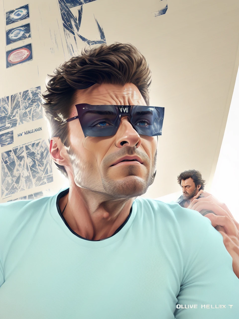 Hugh Jackman as wolverine, vhs effect, (poster:1.6), poster on wall, nostalgia, movie poster, portrait, close up
(skin texture), intricately detailed, fine details, hyperdetailed, raytracing, subsurface scattering, diffused soft lighting, shallow depth of field, by (Oliver Wetter)
