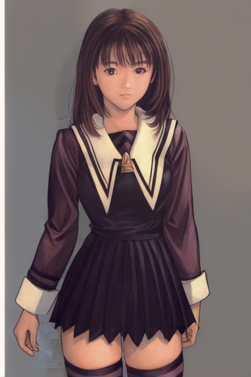 Iori is standing in a miniskirt uniform.。