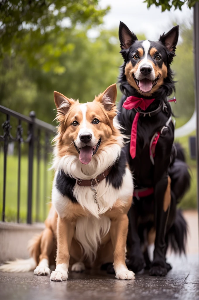 Collieesi, Collie, 4k, photorealistic, professional photo, public Park, cosplay