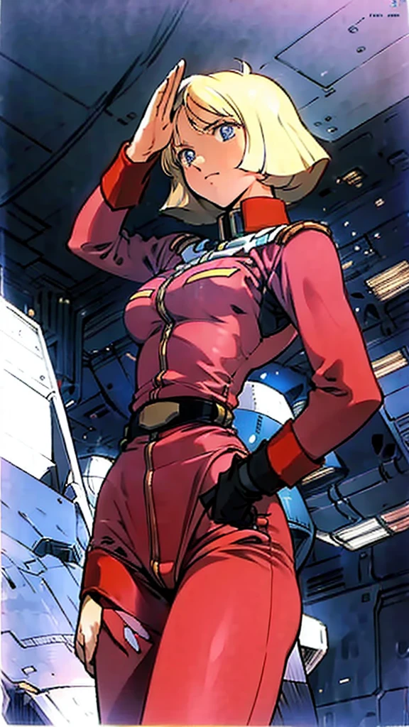 uniform、Federal Armed Forces、woman、20-year-old、In the cockpit、salute。