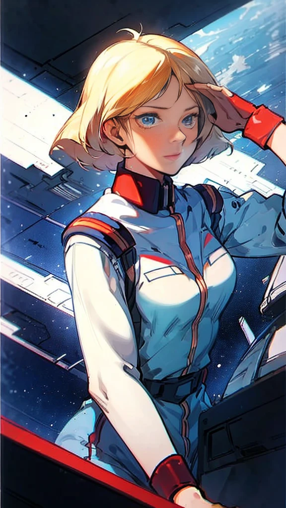uniform、Federal Armed Forces、woman、20-year-old、In the cockpit、salute。