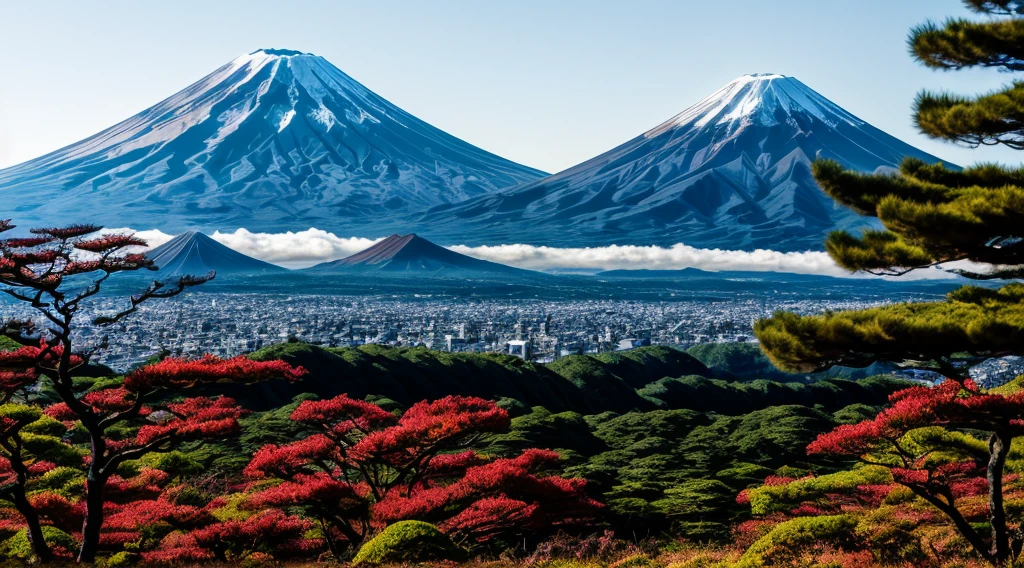 RAW photo of mount. Fuji Mountain, mount. Fuji Mountain one, We don&#39;t need another mountain, Delicate, beautiful and realistic, detailed, Realistic, Ultra-realistic photos, 8K Ultra HD, Digital SLR, Sunny spring mountain, high quality, Film Grain, Fujifilm XT3, (masterpiece), majestic mount. Daisen, mount. Fuji Mountain reflected on the surface of the lake, Cherry blossoms are beautiful, The morning sun overlaps,