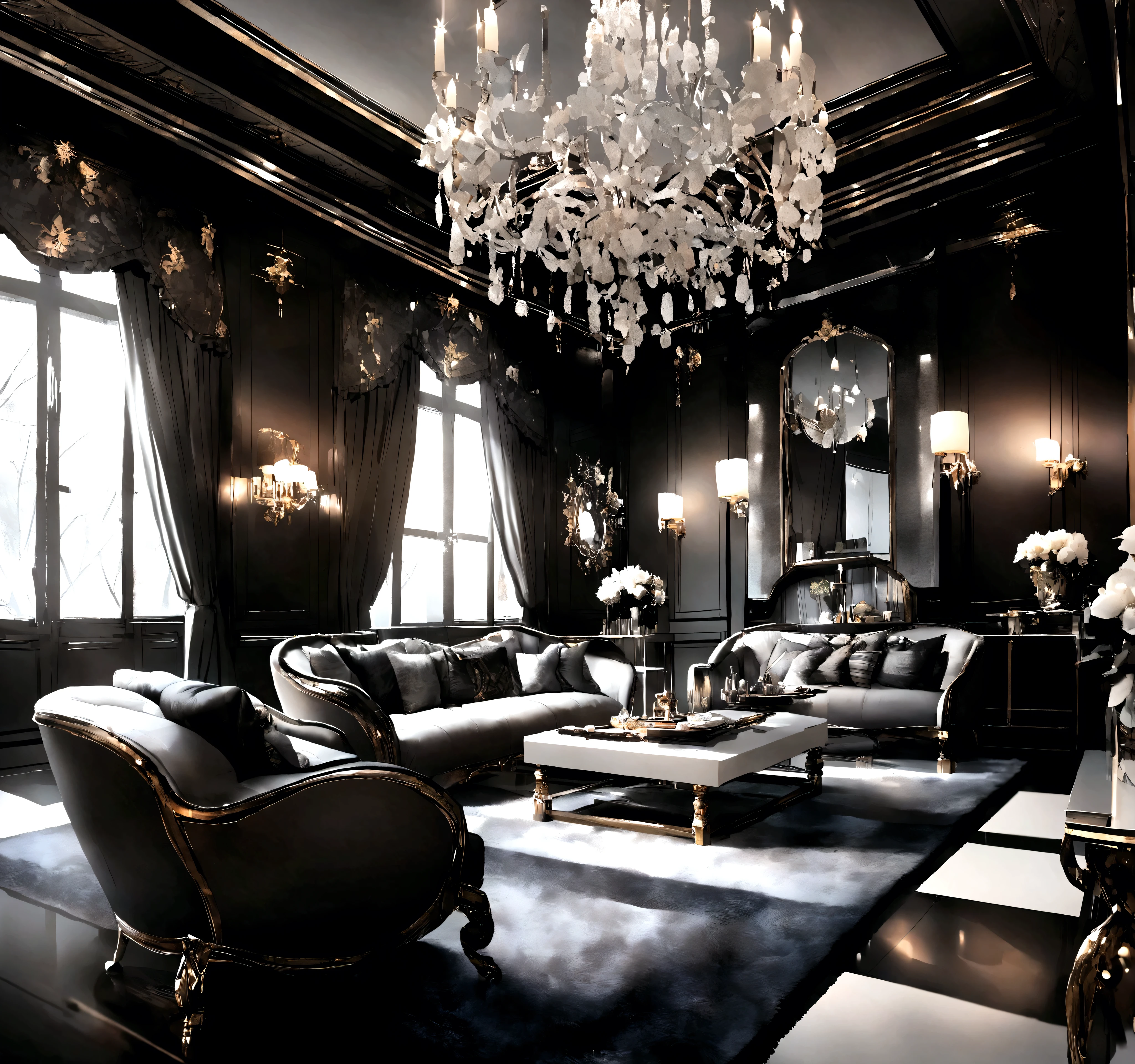 White，gray，Color: Black，Beautiful living room，fashionable，Simple，Metal