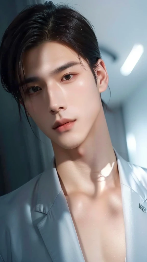 a close up of a man in a suit with a shirt on,handsome man,delicate androgynous prince, handsome stunning realistic, androgynous prince, of a handsome man, realistic. cheng yi, handsome guy in demon slayer art