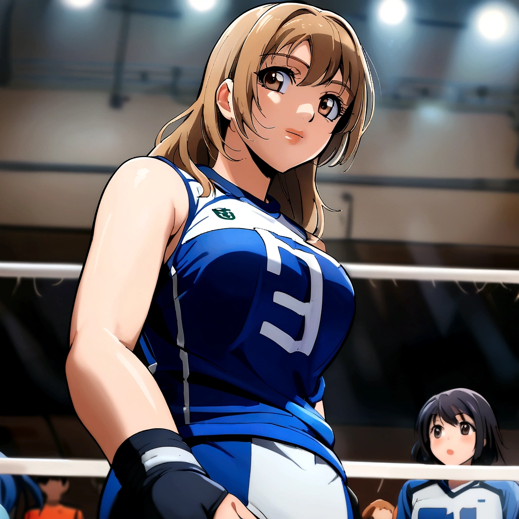 woman wearing blue tops, Wearing a volleyball jersey, Chiho ashima, Chiho, akikazu mizuno, mamimi samejima, marin kitagawa, Hole in the Motto, omina tachibana, harumi, cute