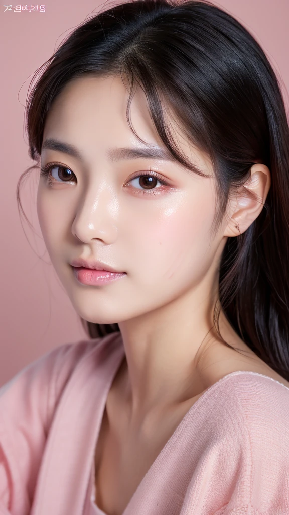 (masterpiece,best quality:1.4),(8k,raw photo,photo realistic:1.2),shiny skin,detailed skin,detailed face,detailed eyes,1girl,korean girl, beautiful face, pink makeup, black hair, straight hair, long hair