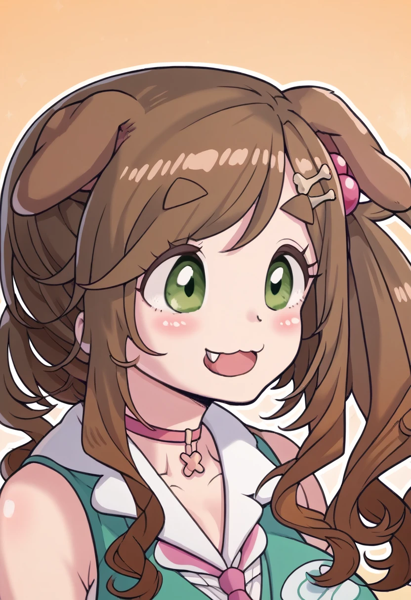 (Aoi Inuyama), (NSFW), thick eyebrows, long hair, fangs, skin fangs, brown hair), (green eyes), (side ponytail), (hair ornament), (hair bobble), (best quality), ( dog ears), (brown dog ears), (floppy ears), (Wonder Puppy Cosplay), (choker), (Crop top), (paw gloves), (brown gloves), (brown cufflinks), (fluffy cuffs),(drawers),(fur leg warmers),(brown leg warmers),(dog tail),(brown tail),(sleeveless),
(blush), (ahegao), (??????), (futanari), (????? penis), (???????????), (watery eyes),