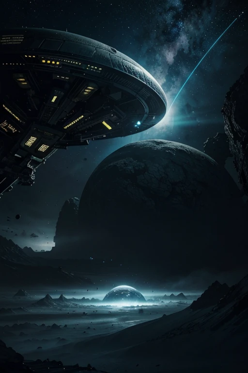 alien planet, space, dark, dangerous, landscape, futuristic, cyberpunk, alien wildlife, 