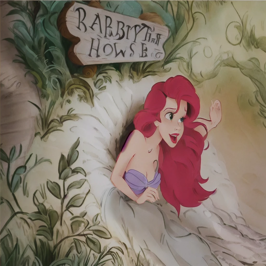 disney's the little mermaid ariel's house, jessica rabbit, in style of disney animation, emma watson as jessica rabbit, inspired by Don Bluth, art in the style of disney, don!!! bluth!!!, ariel the little mermaid, don bluth animation, don!!!! bluth!!!!, don bluth!!!, princess ariel, don bluth!!