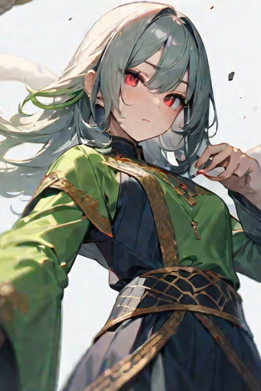((Best quality)), ((masterpiece)), (detailed), The snake is green with red eyes