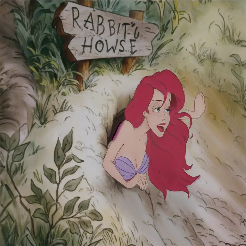 disney's the little mermaid ariel's house, jessica rabbit, in style of disney animation, emma watson as jessica rabbit, inspired by Don Bluth, art in the style of disney, don!!! bluth!!!, ariel the little mermaid, don bluth animation, don!!!! bluth!!!!, don bluth!!!, princess ariel, don bluth!!