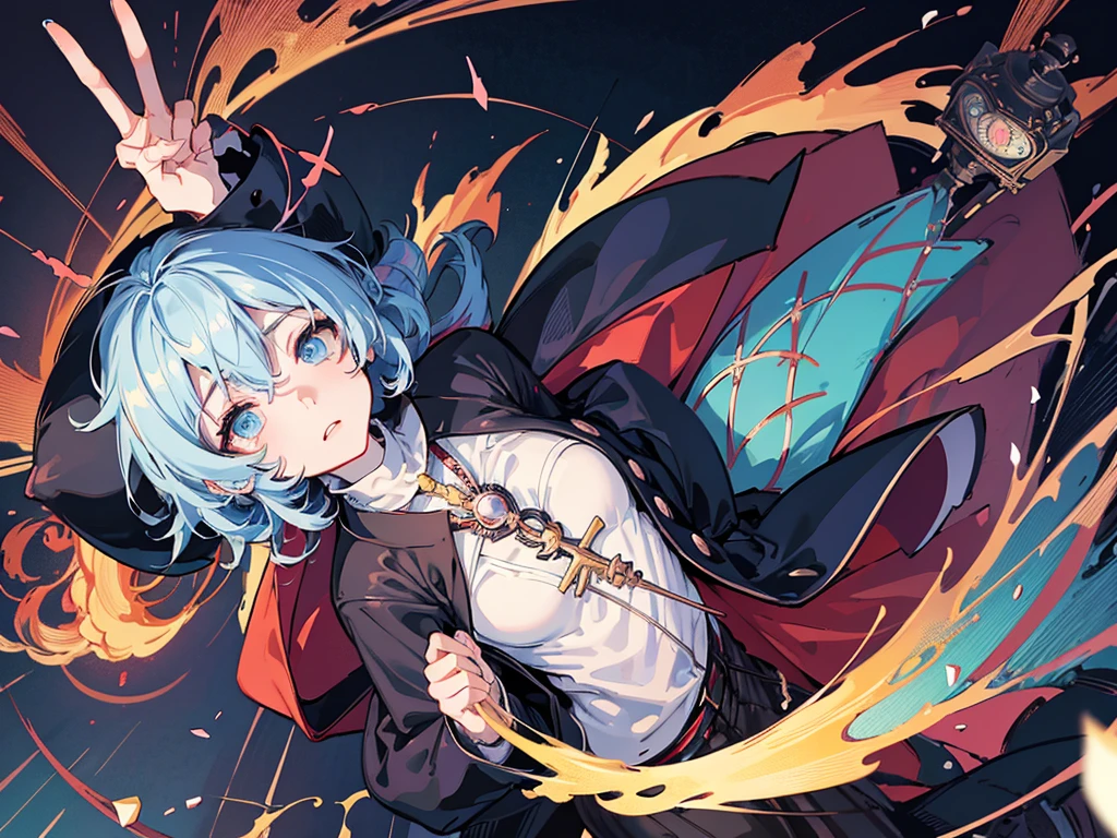 anime character boy with hat and cape standing in front of a clock, zerochan art, key anime art, kawacy, anime art wallpaper 4k, anime art wallpaper 4 k, anime art wallpaper 8 k, zerochan, best anime 4k konachan wallpaper, anime wallaper, 4k anime wallpaper, shigenori soejima illustration, anime wallpaper 4 k