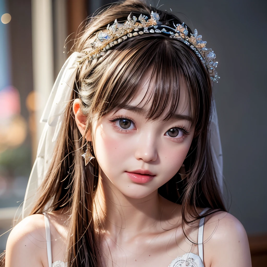 ((sfw: 1.4)), ((detailed face, cute face,brown eye)), ((professional photography)), ((wedding dress, smile, 1 Girl)), Ultra High Resolution, (Realistic: 1.4), RAW Photo, Best Quality, (Photorealistic Stick), Focus, Soft Light, ((15 years old)), ((Japanese)), (( (young face))), (surface), (depth of field), masterpiece, (realistic), woman, bangs, ((1 girl))
