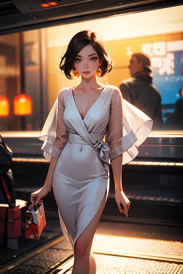 Film photos of beautiful fashion models. Bokeh train.