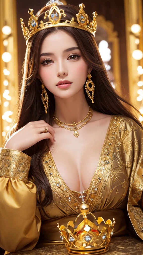 Beauty　fortune teller　gorgeous　gold　crown　