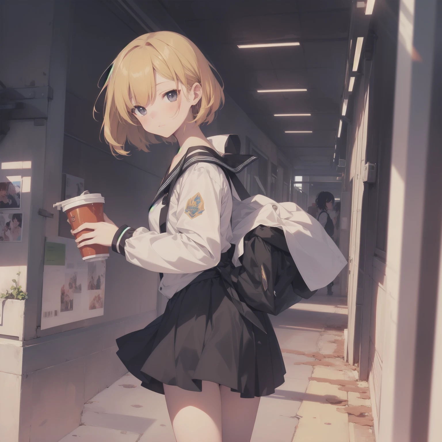 ultra-absurdres-Top quality by artist God, ultra-detailed, high resolution, anime moe artstyle, best anime 8k konachan wallpaper, pixiv contest winner, pool:2810, perfect anatomy,break, 1girl, (Please draw a girl walking sleepily to school alone. )break,(Solo,little female, -yeld:1.Full limbs, complete fingers,a junior hihort hair), short cut, flat chest, , small butt, small black eyes, beautiful detailed eyes, well-proportioned iris and pupils, expressive eyes, highres detailed hair, soft expression, salor school_uniform, sailor collar, serahuku, bow, pleated skirt,(Detailed Lighting), (Detailed background), in the School commute route. break,super detailed skin, Best cinematic lighting powered by famous artist, 8k,beauty illustration,photoshop_(medium),very aesthetic,break,((artist:takafumi )), artist:clamp ,artist:carnelian ,artist:kantoku ,