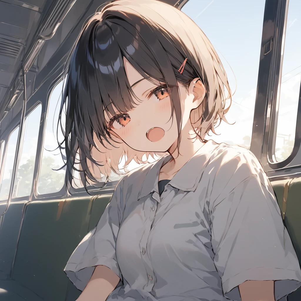 score_9, score_8_up, score_7_up, source_anime, best quality, masterpiece,ultra-detailed,official art, absurdres, highres, waifu2x, break,1girl, school girl, short hair, open mouth, (yawn:0.3), sleepily,night, train, break,(clear line illustration:1.2),very high resolution, very aesthetic, super detailed skin, Best sexual lighting powered by famous artist, 8k,ero picture,beauty illustration,photoshop_(medium),,(Detailed Lighting),