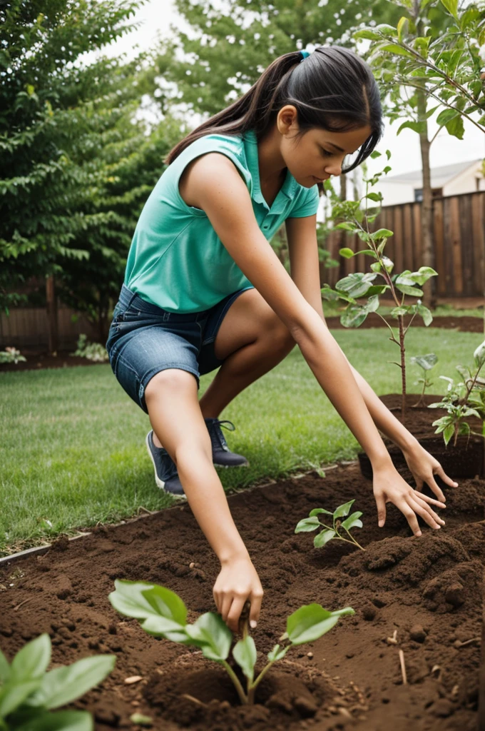 girl, vegetable garden