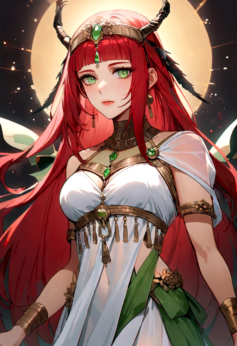(Huang Li、high quality、Extremely detailed),Constellation - Scorpio Goddess,Scorpion on shoulder,Similar to Latin goodness,brave,capricious,Productivity,The face of enterprising and humanitarianism,Sunset red hair,Ancient Greek costumes、See-through dress,The background is the ocean,Crystal green eyes(Eyes Details),Powerful appearance