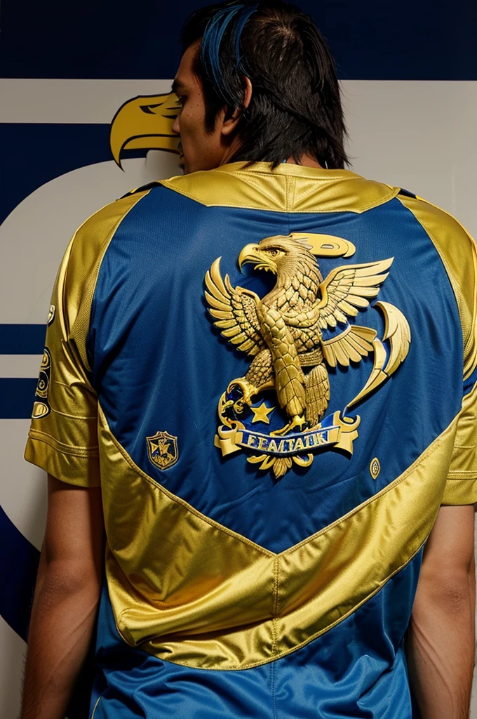 The football club logo has a blue and gold motif, with the name Alkatani Lebak FC and a blue eagle as the mascot