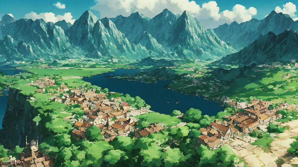 anime scenery of a village with a mountain in the background, anime countryside landscape, beautiful anime scenery, anime landscape, anime scenery, anime landscape wallpaper, anime background art, detailed scenery —width 672, anime beautiful peace scene, beautiful anime scene, anime scenery concept art, studio ghibli landscape, scenery artwork, heroine japan vivid landscape, studio ghibli environment, distant village background, , anime background art, amazing wallpaper, background art, hd wallpaper, relaxing concept art, beautiful wallpaper, high quality desktop wallpaper, background artwork, pc wallpaper, anime background, wallpaper hd, 8K image quality, Masterpiece