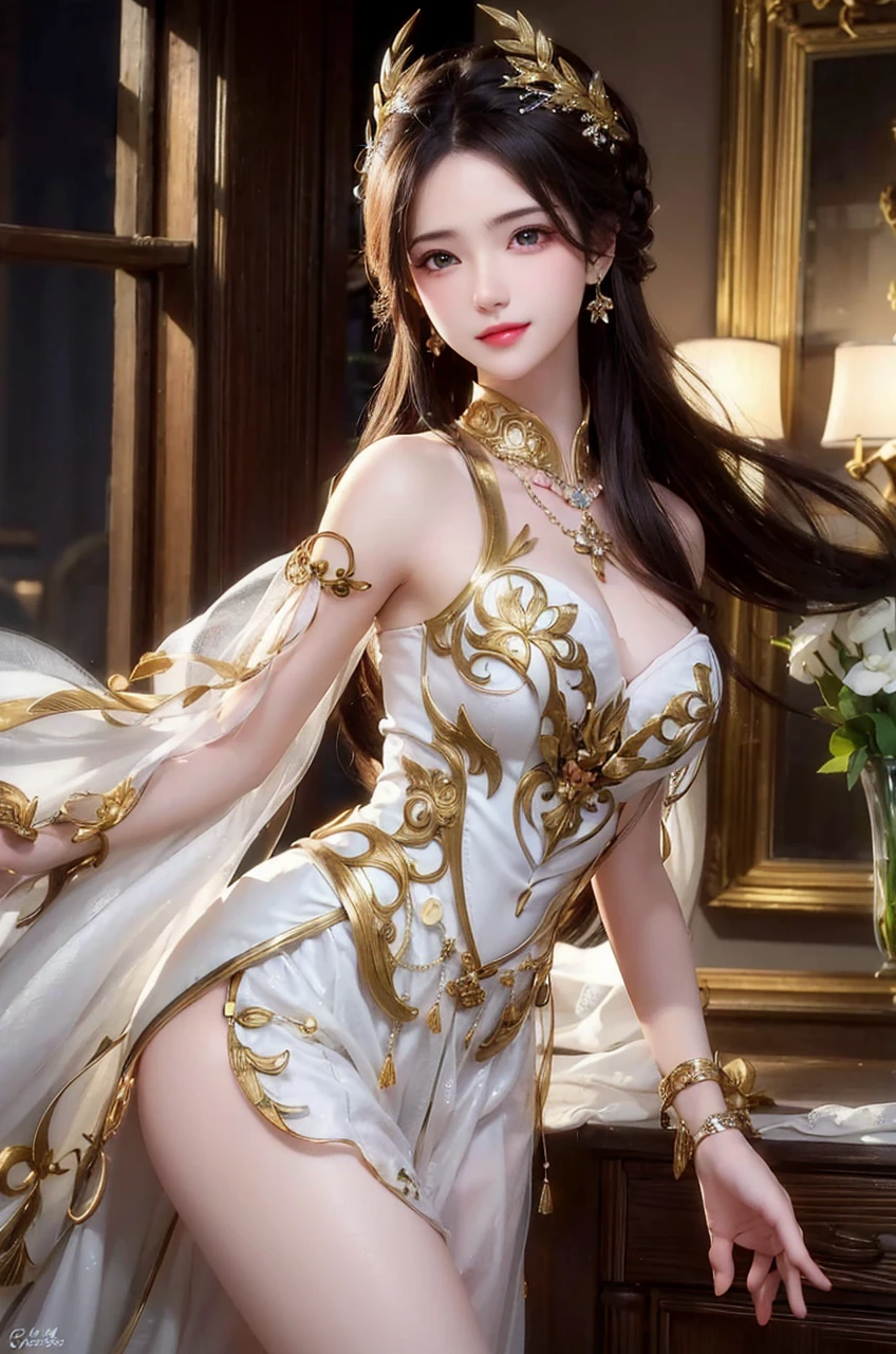 A beautiful female expert with long white hair.