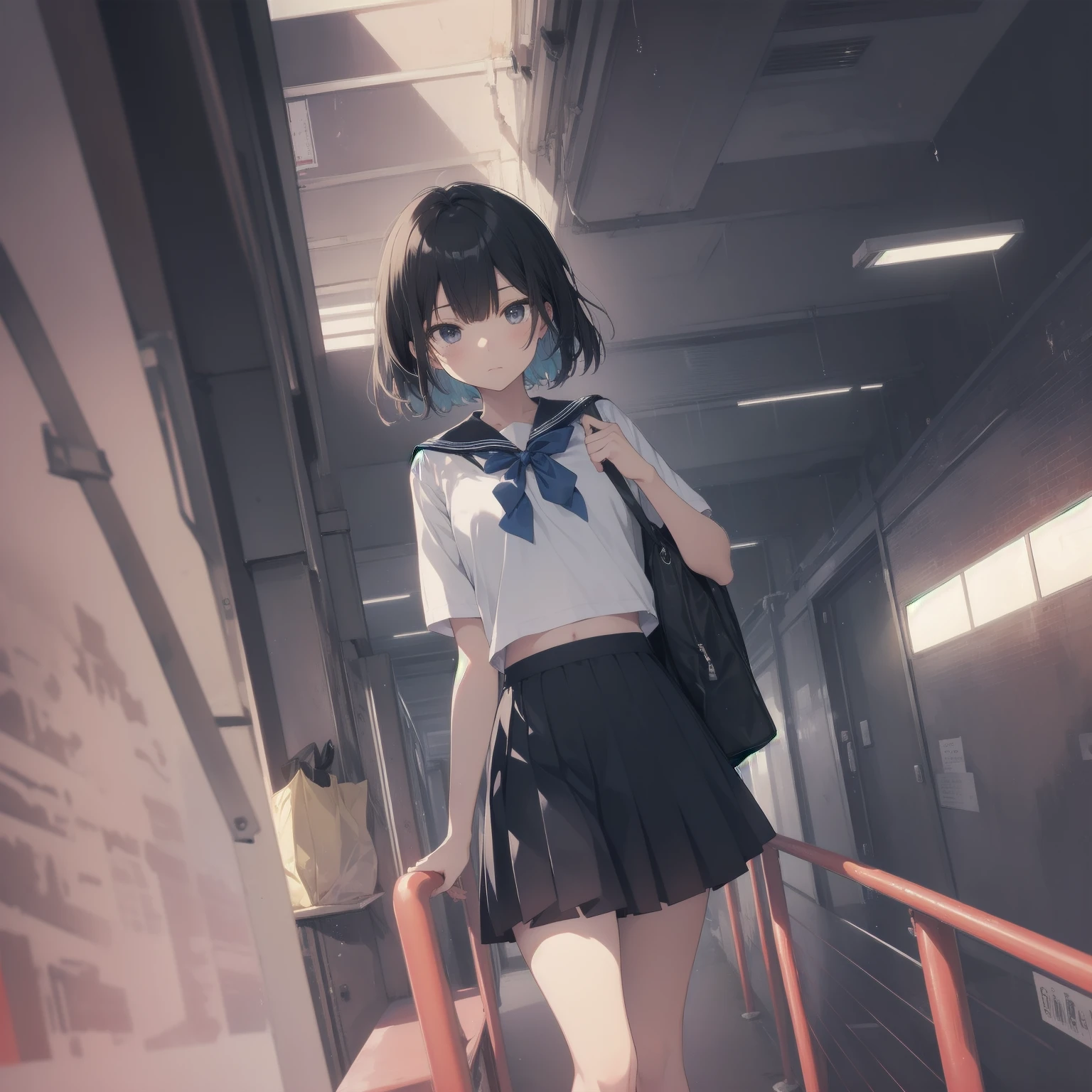 ultra-absurdres-Top quality by artist God, ultra-detailed, high resolution, anime moe artstyle, best anime 8k konachan wallpaper, pixiv contest winner, pool:2810, perfect ???????,break, 1girl, (Please draw a girl walking sleepily to school alone. )break,(Solo,little female, 13-year-old:1.3),Full limbs, complete fingers,a junior high school student, (very short hair), short cut, flat chest, , small butt, small black eyes, beautiful detailed eyes, well-proportioned iris and pupils, expressive eyes, highres detailed hair, soft expression, salor school_uniform, sailor collar, serahuku, bow, pleated skirt,(Detailed Lighting), (Detailed background), in the School commute route. break,super detailed skin, Best cinematic lighting powered by famous artist, 8k,beauty illustration,photoshop_(medium),very aesthetic,break,((artist:takafumi )), artist:clamp ,artist:carnelian ,artist:kantoku ,
